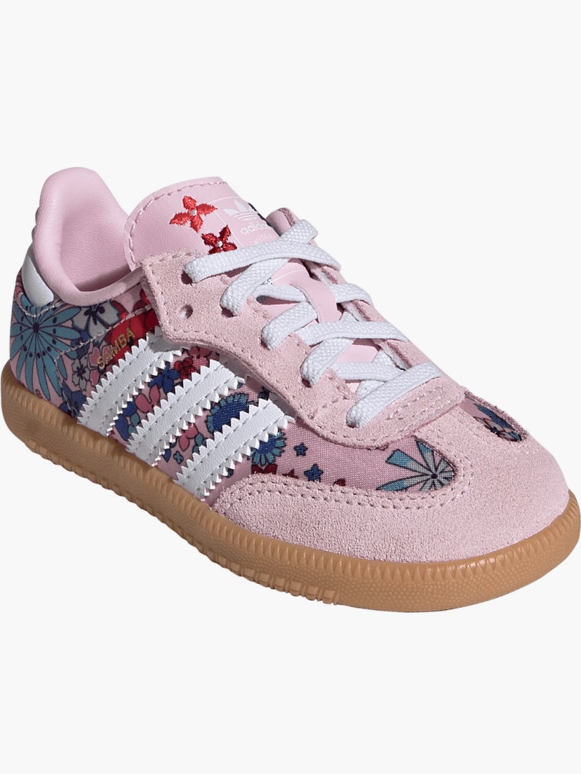 Adidas Kids Pink Floral Samba With White Stripes